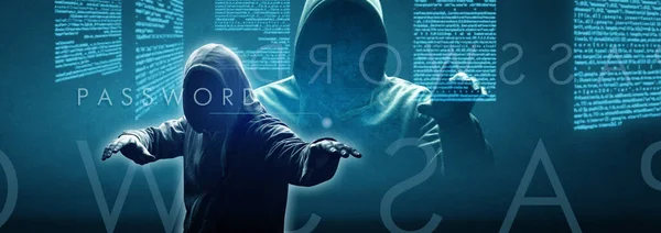 Hacker Drucken Code Auf Laptop Tastatur Cyberspace Einzubrechen — Stockfoto