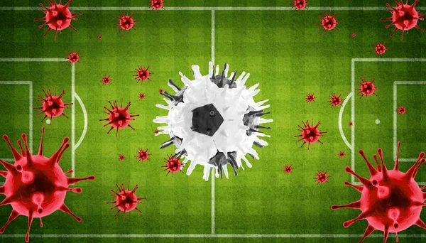 Евро Футболу Отменяет Концепцию Мероприятия Мяч Коронавирусной Маске — стоковое фото