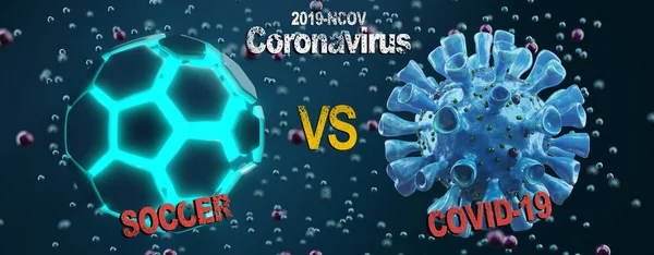 Konzept Zur Absage Der Fußball Ball Mit Coronavirus Maske — Stockfoto