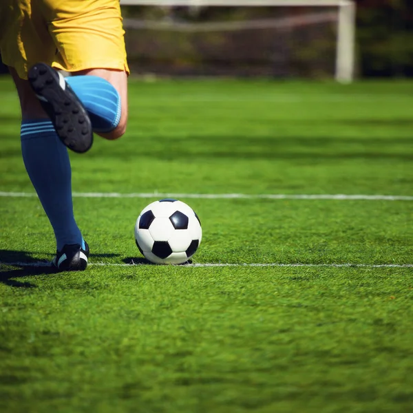 Jogo Futebol Tradicional Com Uma Bola Couro — Fotografia de Stock