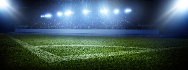 Football Stadium Shiny Lights View Field Soccer Concept — Stock Photo, Image