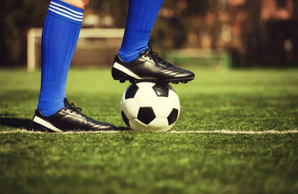 Traditional Soccer Game Leather Ball — Stock Photo, Image