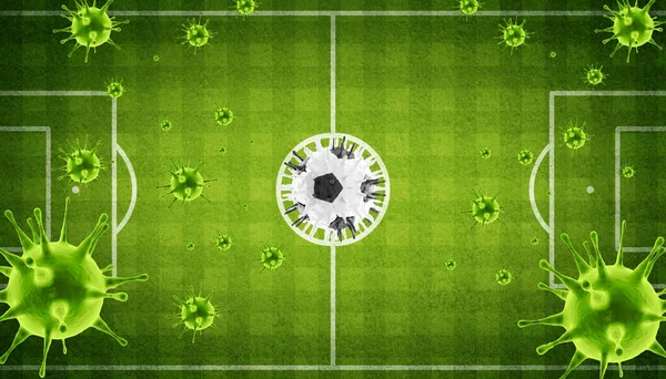 Евро Футболу Отменяет Концепцию Мероприятия Мяч Коронавирусной Маске — стоковое фото