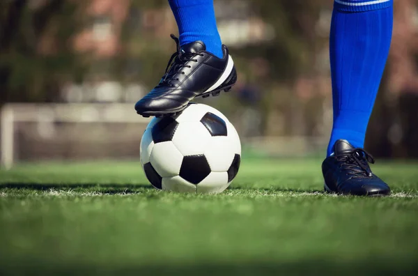 Jogo Futebol Tradicional Com Uma Bola Couro — Fotografia de Stock