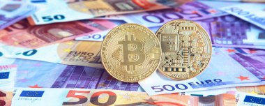 Kripto para birimi konsepti. Bitcoin döviz kurlarındaki eğilimler. Bitcoin 'in yükselişi ve düşüşü.