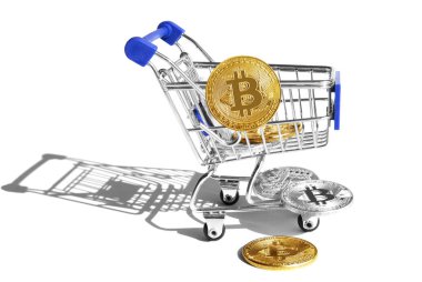 Kripto para birimi konsepti. Bitcoin döviz kurlarındaki eğilimler. Bitcoin 'in yükselişi ve düşüşü.