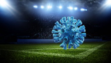 Avrupa futbolu iptal konsepti. Koronavirüs maskeli top