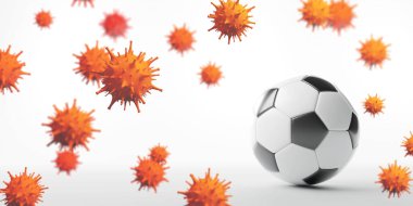 Avrupa futbolu iptal konsepti. Koronavirüs maskeli top