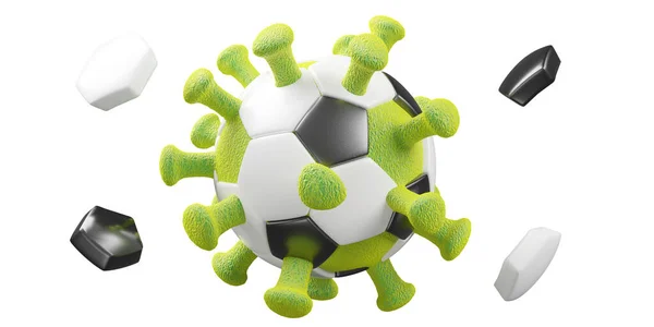 ユーロサッカーキャンセルイベントのコンセプト コロナウイルスマスク付きボール — ストック写真