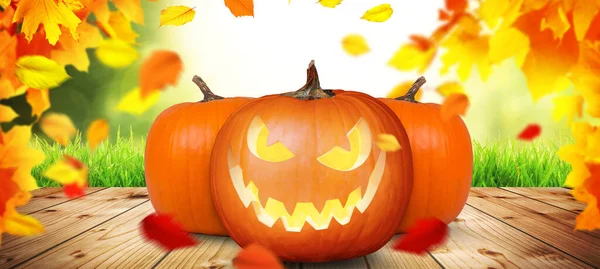 Tête Citrouille Halloween Décoration Halloween Fond — Photo