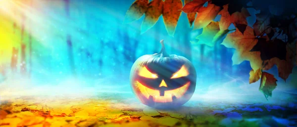 Testa Zucca Halloween Decorazione Halloween Sfondo — Foto Stock