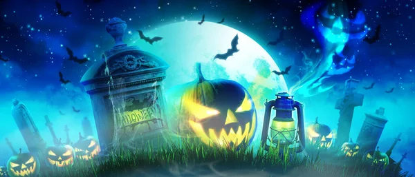 Halloween Fundo Com Abóbora Uma Noite Assustadora — Fotografia de Stock