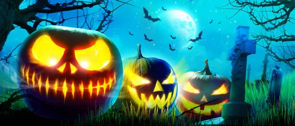 Halloween Tło Dyni Upiorną Noc — Zdjęcie stockowe