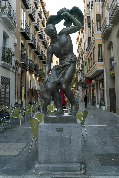 Zaragoza Espagne 2020 Sculpture Située Dans Rue Alphonse Qui Porte — Photo