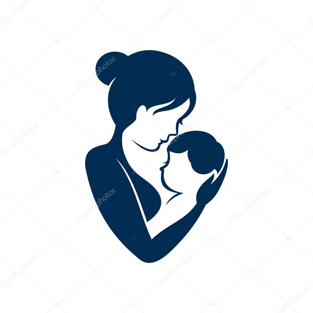Mom and baby Logo. Motherhood and Childbearing Vector Logo Design template