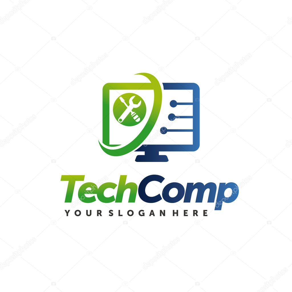 Computer repair logo. Computer services logo vector