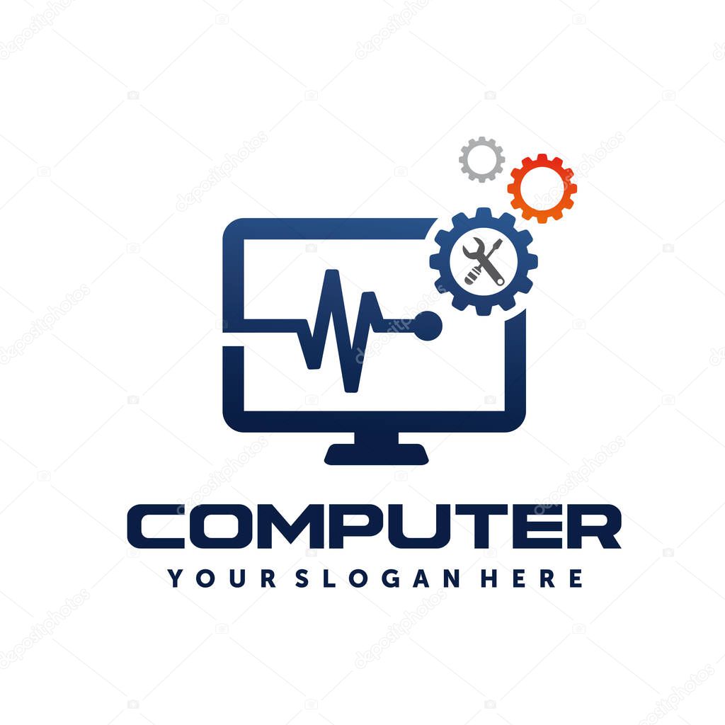 Computer repair logo. Computer services logo vector