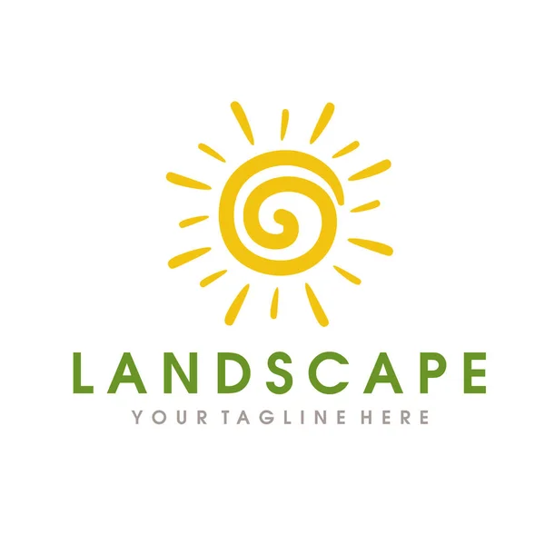 Logo Farm Landscape Hills Logo Design — Vettoriale Stock