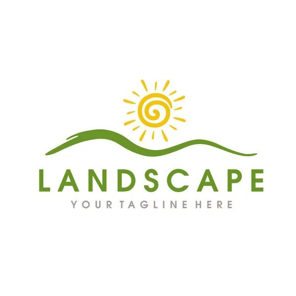 Logo Farm Landscape Hills Logo Design — Vettoriale Stock