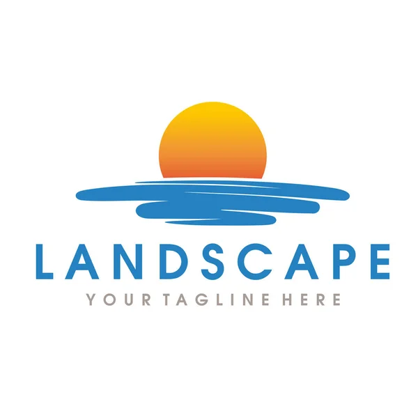 Logo Farm Landscape Hills Logo Design — Vettoriale Stock