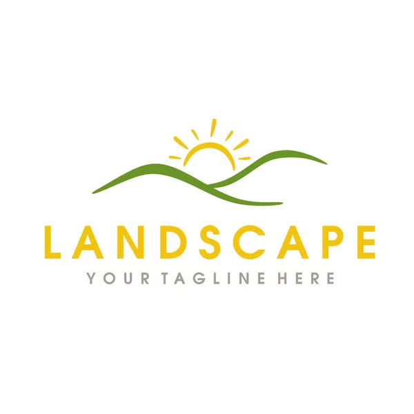 Logo Farm Landscape Hills Logo Design — Vettoriale Stock