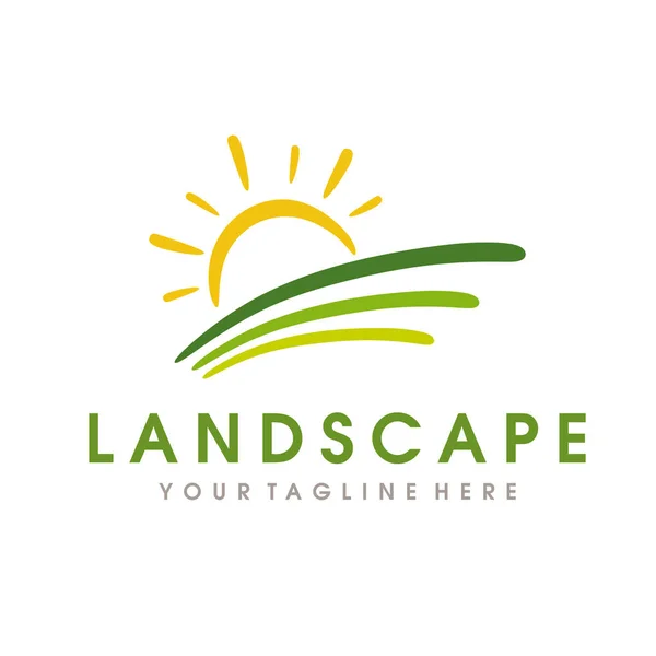 Logo Farm Landscape Hills Logo Design — Vettoriale Stock