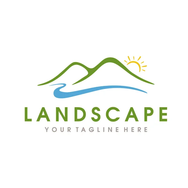 Logo Farm Landscape Hills Logo Design — Vettoriale Stock