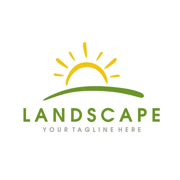 Logo Farm Landscape Hills Logo Design — Vettoriale Stock