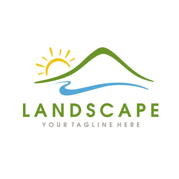 Logo Farm Landscape Hills Logo Design — Vettoriale Stock