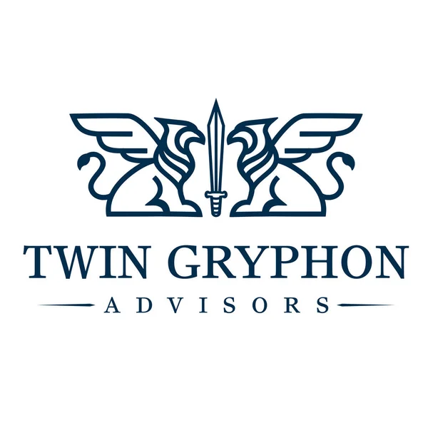 Gryphon Line Arte Diseño Logo — Vector de stock