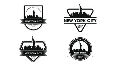 New York Rozet Logosu, New York silueti ve siluet vektörü
