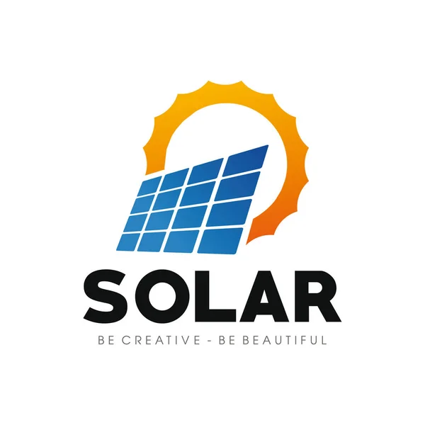 Energia Solar Painéis Solares Logo Vector — Vetor de Stock