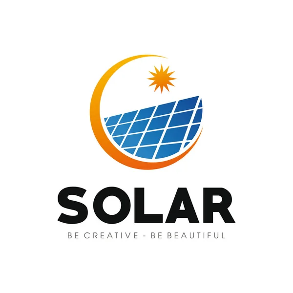 Energia Solar Painéis Solares Logo Vector — Vetor de Stock