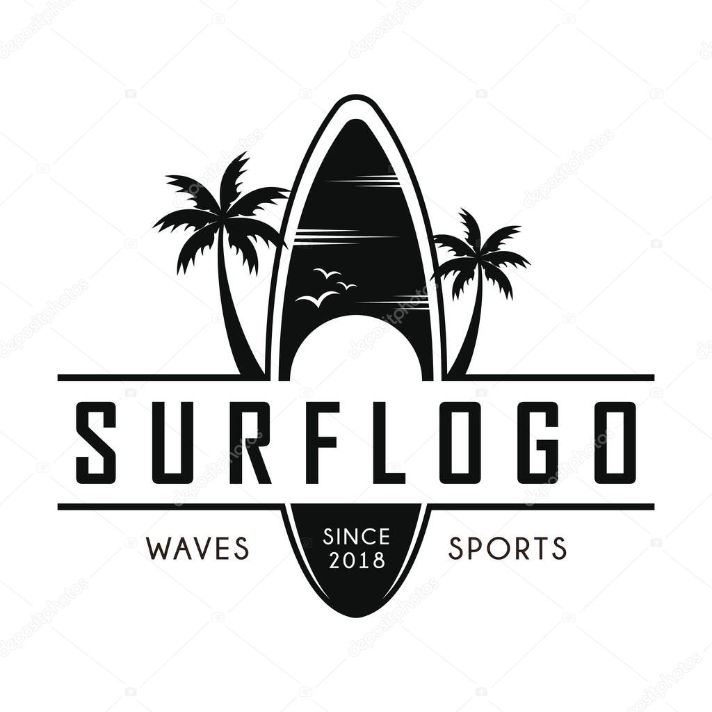 Surfing logo and emblems for Surf Club or shop Logo Design Inspiration Vector