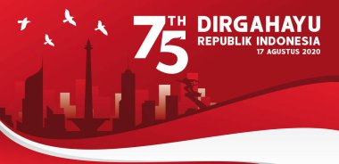 Endonezya 'nın Bağımsızlık Günü kutlu olsun. 75. Endonezya Bağımsızlık Günü Afiş, broşür, tebrik kartı, illüstrasyon vektörü için grafik tasarımı