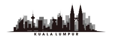 Kuala Lumpur ve simgeler siluet vektörü