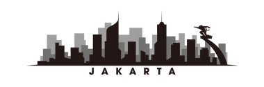 Jakarta silueti ve simge vektörü