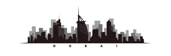 Skyline Monuments Dubaï Vecteur Silhouette Dubai — Image vectorielle