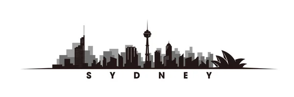 シドニーのスカイラインとランドマークシドニーのシルエットベクトル — ストックベクタ