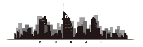 Dubai Skyline Oriëntatiepunten Silhouet Vector — Stockvector