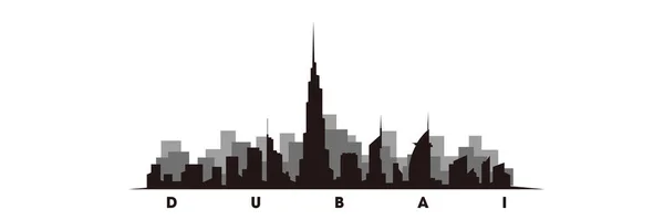 Dubai Skyline Oriëntatiepunten Silhouet Vector — Stockvector