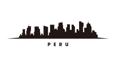 Lima Peru silueti ve simgeler, Lima siluet vektörü