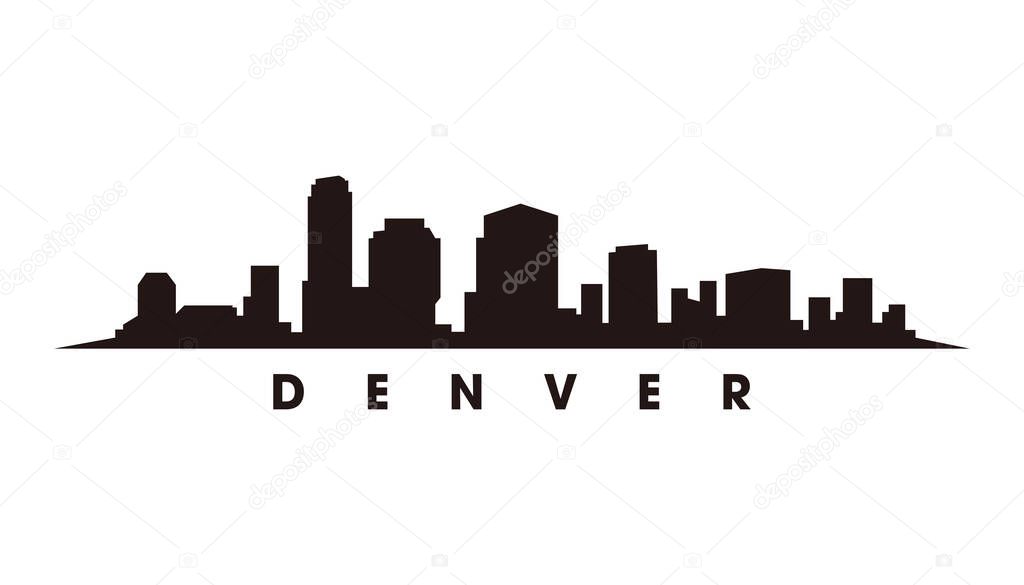 Denver skyline and landmarks, Denver silhouette vector