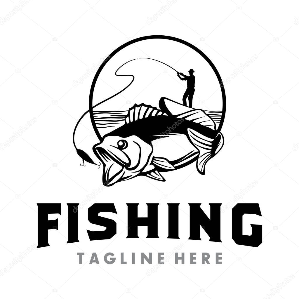 Fish Illustration Vector, Fishing Illustration, Fishing Logo Vector