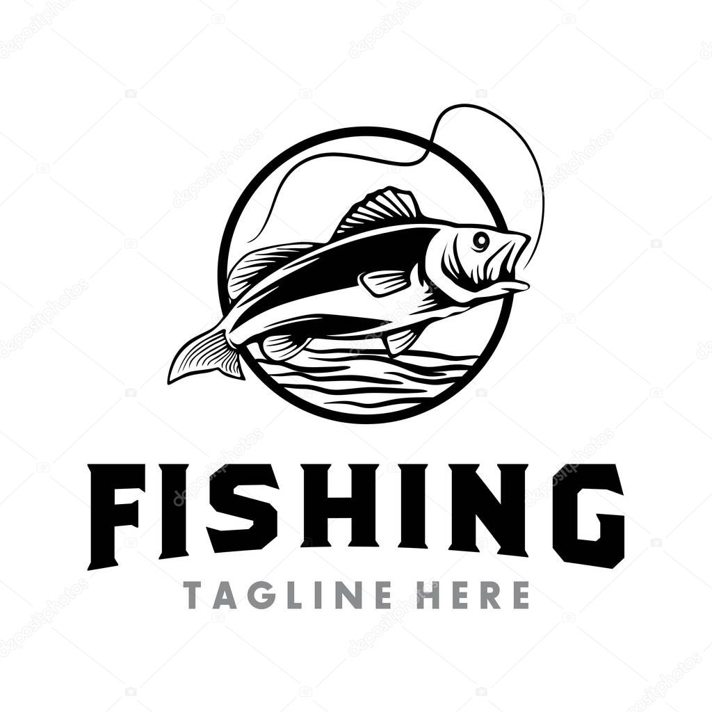 Fish Illustration Vector, Fishing Illustration, Fishing Logo Vector