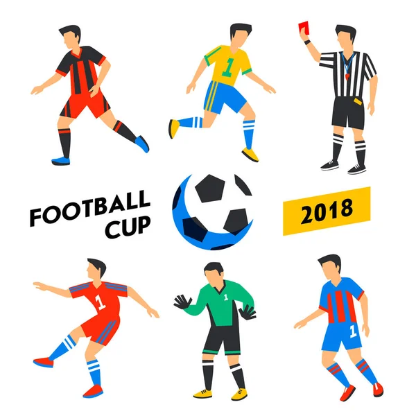 Fußballer legen los. Fußball-Cup 2018. farbige Illustration in flachem Stil. Fußballmannschaft. — Stockvektor