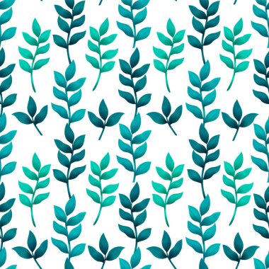 Turkuaz ve yeşil tropikal yaprakları ile Seamless modeli. Moda, iç, ambalaj, paketleme ve duvar kağıtları uygun. 3D stil trendy bırakır. Vektör çizim.