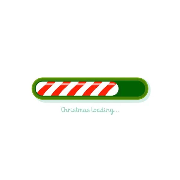 Christmas Loading. Red and green christmas candy cane style web progress bar on light background. Greeting card, web banner, landing page, brochure or poster template. Vector flat Illustration — Stock Vector
