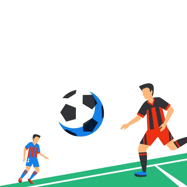 Ποδοσφαιριστής με Ποδοσφαιρικό πρότυπο πανό Web μπάλα. Ανόητη απεικόνιση χρώματος σε επίπεδη στυλ. Ποδοσφαιριστές σε λευκό φόντο με Φωτοτυπικό χώρο. Φέιγ βολάν, banner, πρότυπο κεφαλίδων — Διανυσματικό Αρχείο