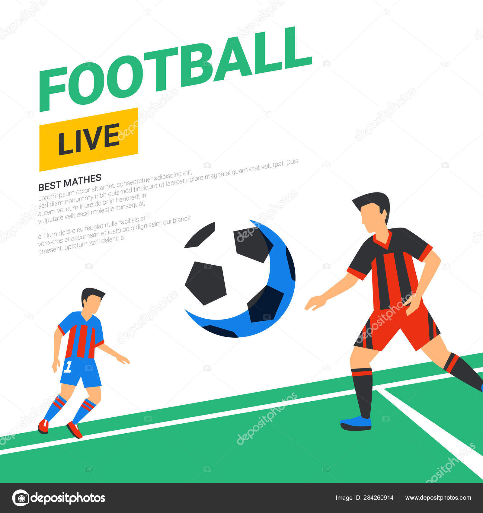 Football web banner. Live stream match